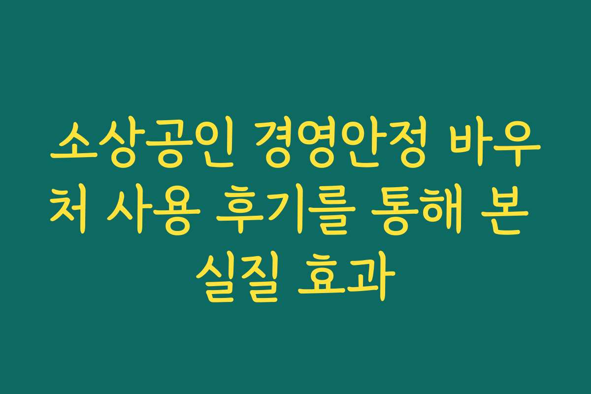 소상공인 경영안정 바우처 사용 후기를 통해 본 실질 효과