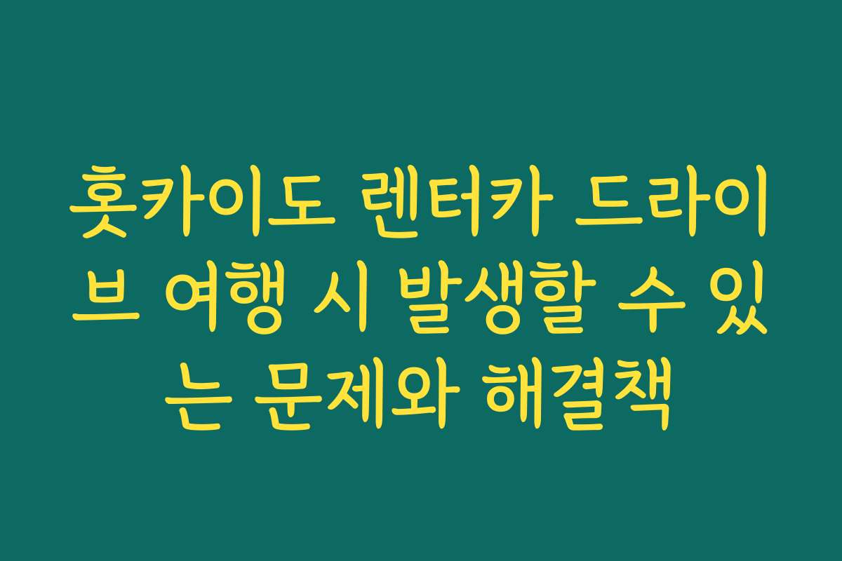 홋카이도 렌터카 드라이브 여행 시 발생할 수 있는 문제와 해결책
