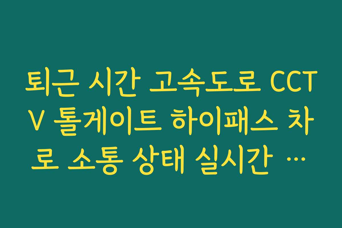 퇴근 시간 고속도로 CCTV 톨게이트 하이패스 차로 소통 상태 실시간 분석