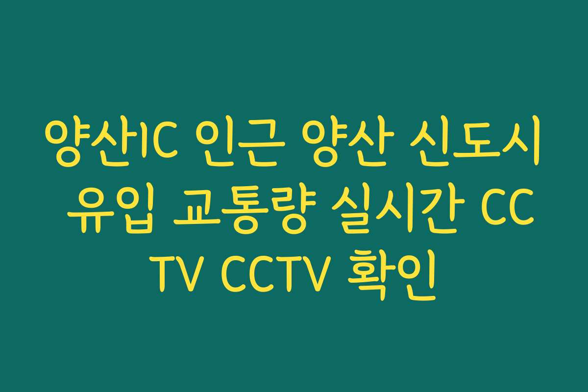양산IC 인근 양산 신도시 유입 교통량 실시간 CCTV CCTV 확인