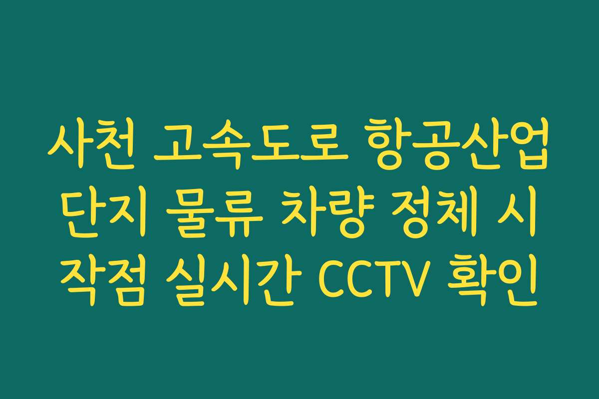사천 고속도로 항공산업단지 물류 차량 정체 시작점 실시간 CCTV 확인