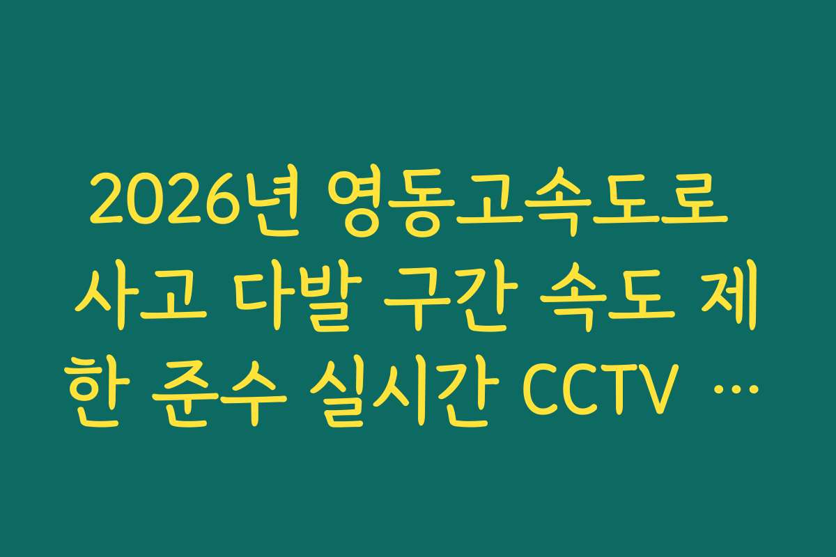 2026년 영동고속도로 사고 다발 구간 속도 제한 준수 실시간 CCTV 확인