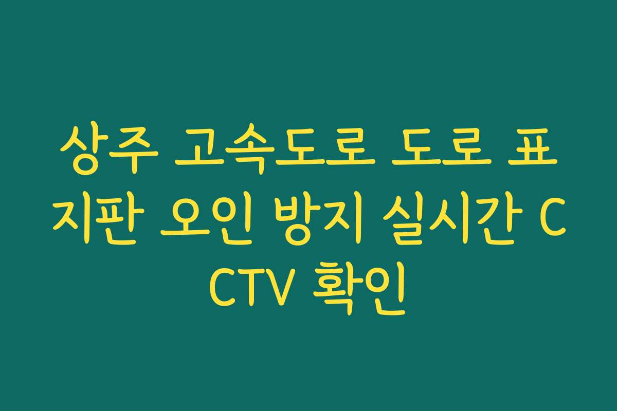 상주 고속도로 도로 표지판 오인 방지 실시간 CCTV 확인