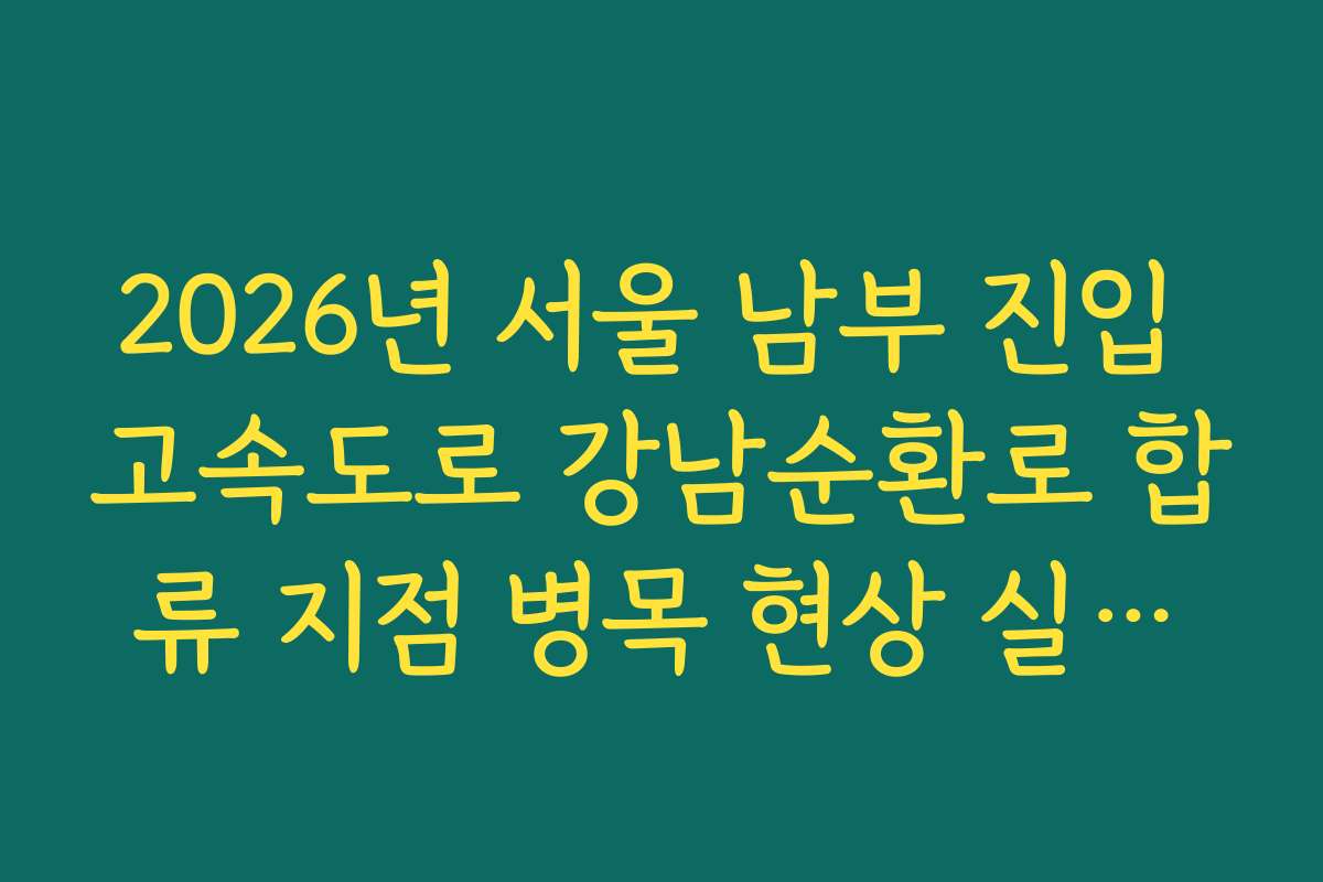 2026년 서울 남부 진입 고속도로 강남순환로 합류 지점 병목 현상 실시간 CCTV 확인