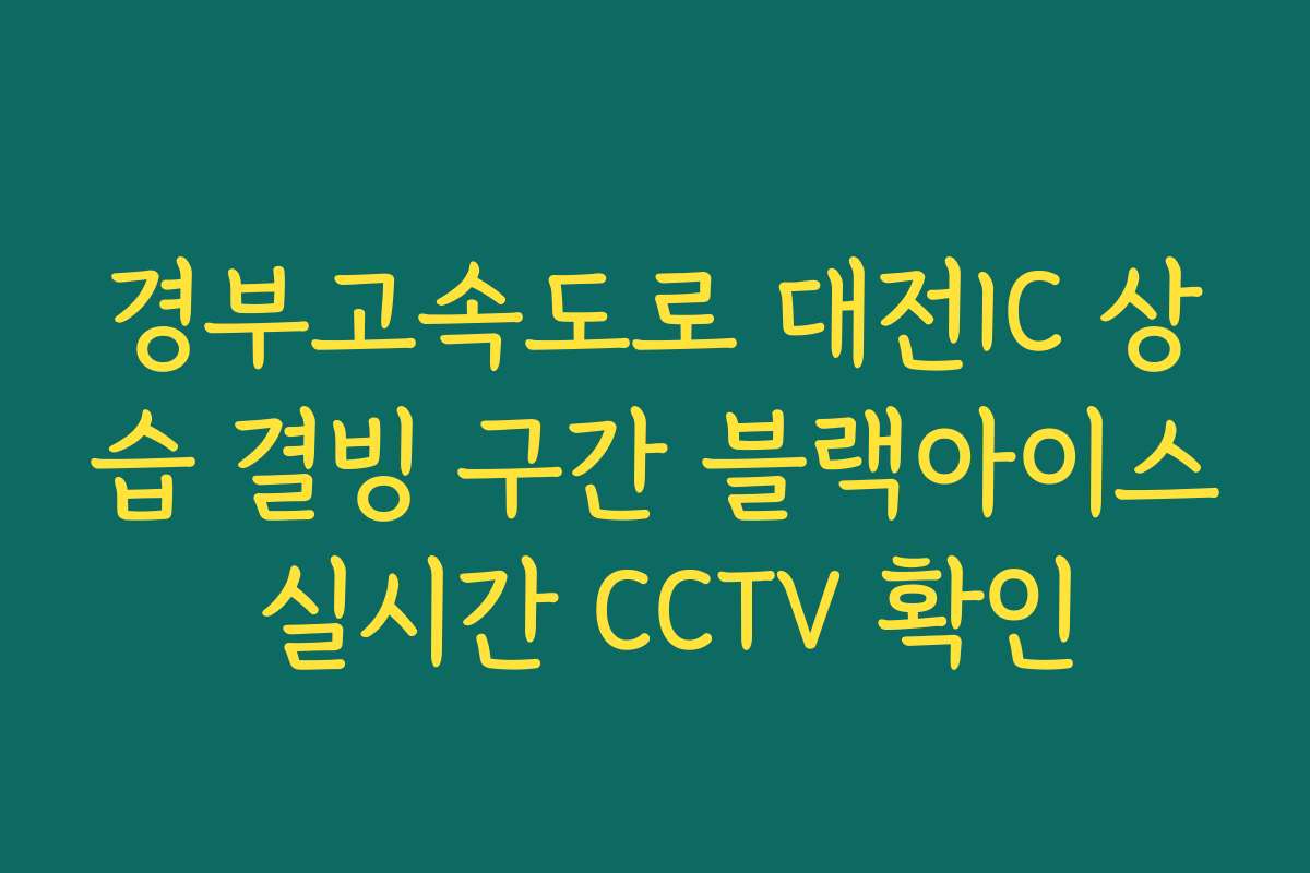 경부고속도로 대전IC 상습 결빙 구간 블랙아이스 실시간 CCTV 확인