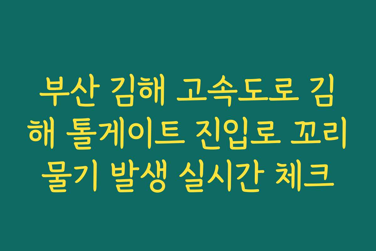 부산 김해 고속도로 김해 톨게이트 진입로 꼬리물기 발생 실시간 체크