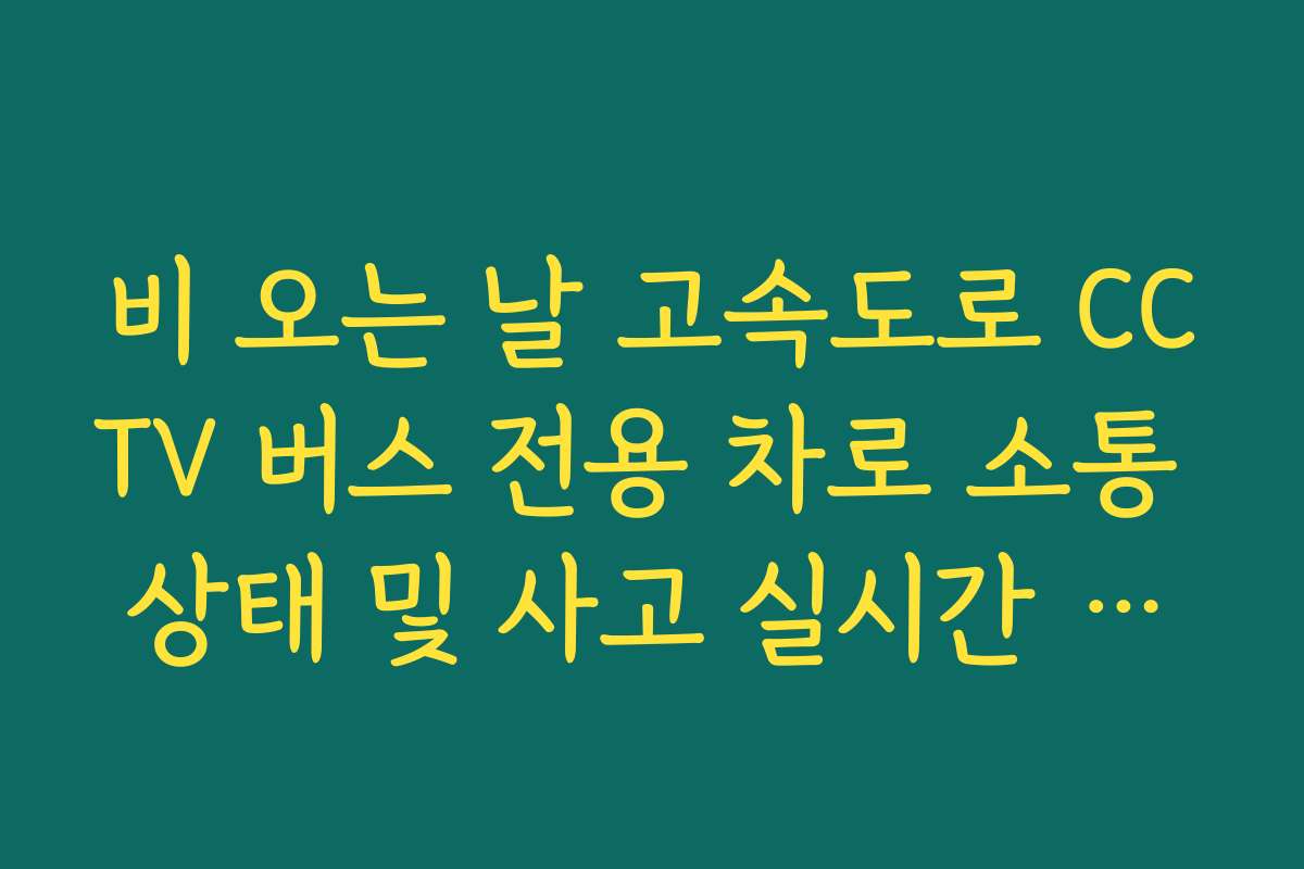 비 오는 날 고속도로 CCTV 버스 전용 차로 소통 상태 및 사고 실시간 확인