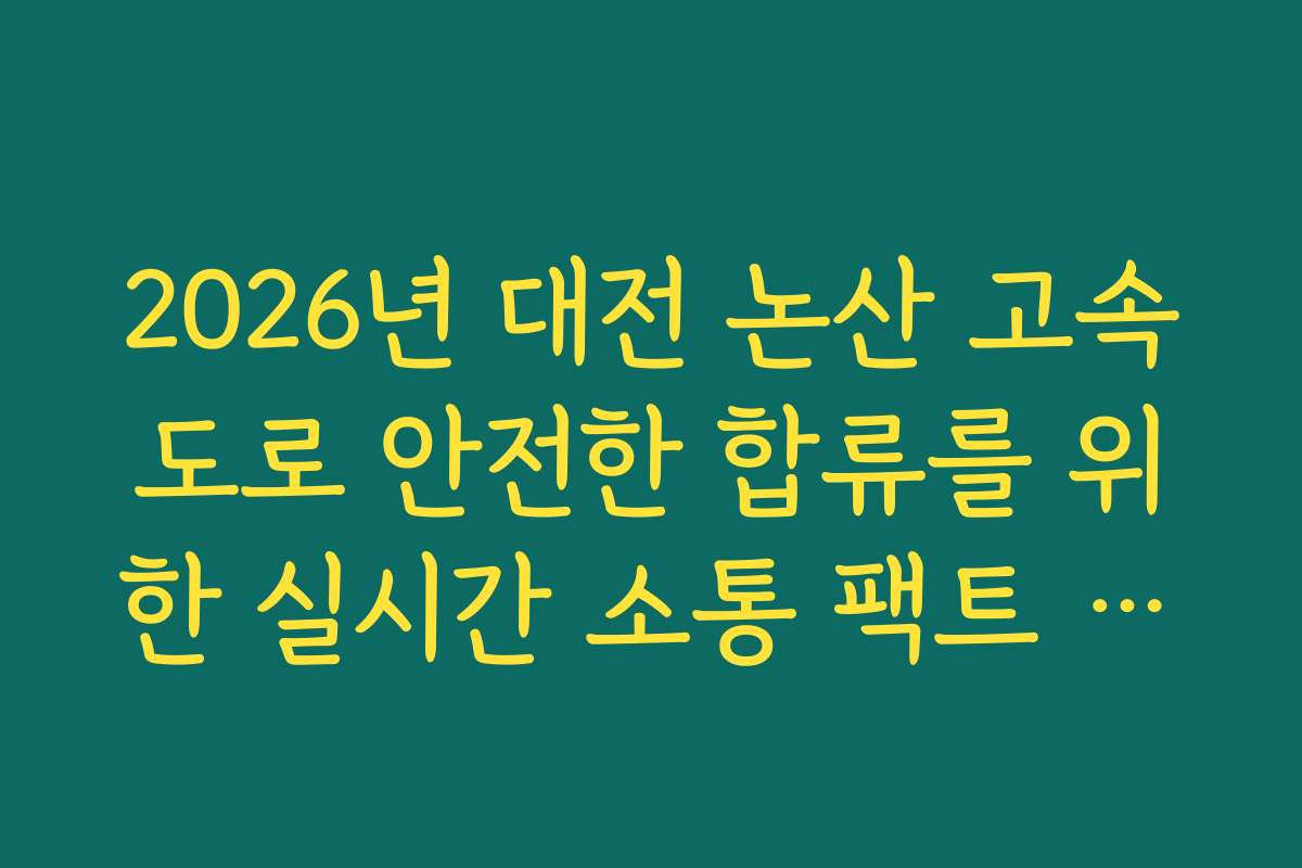 2026년 대전 논산 고속도로 안전한 합류를 위한 실시간 소통 팩트 체크