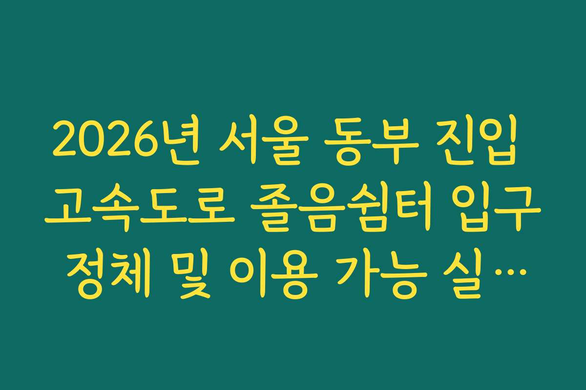 2026년 서울 동부 진입 고속도로 졸음쉼터 입구 정체 및 이용 가능 실시간 확인