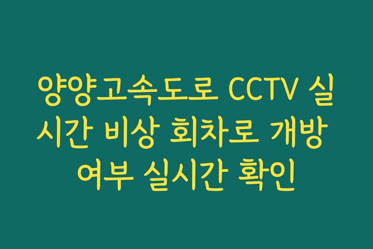 양양고속도로 CCTV 실시간 비상 회차로 개방 여부 실시간 확인