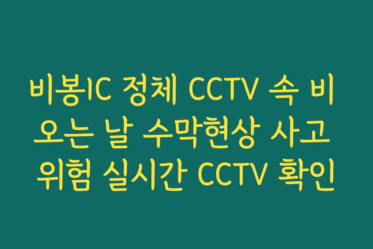 비봉IC 정체 CCTV 속 비 오는 날 수막현상 사고 위험 실시간 CCTV 확인