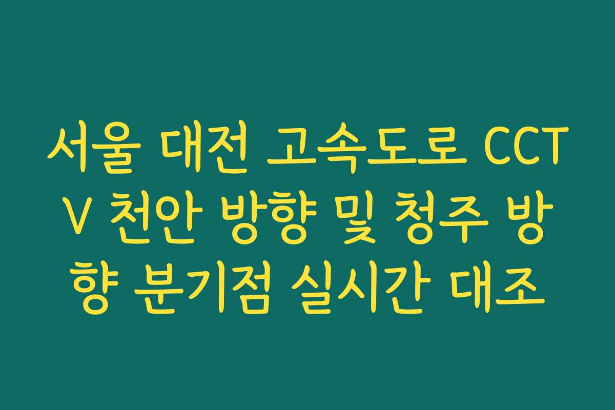 서울 대전 고속도로 CCTV 천안 방향 및 청주 방향 분기점 실시간 대조