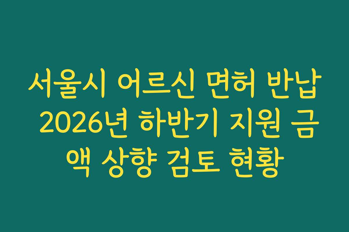 서울시 어르신 면허 반납 2026년 하반기 지원 금액 상향 검토 현황