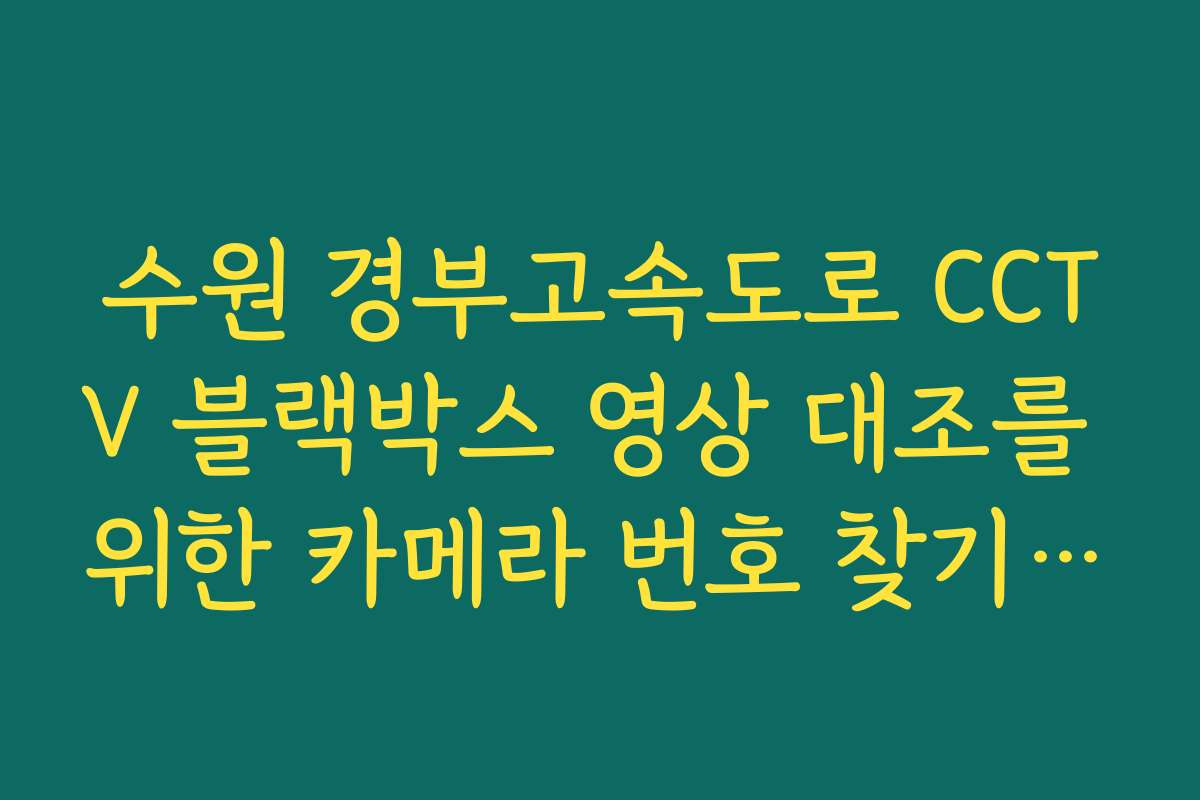 수원 경부고속도로 CCTV 블랙박스 영상 대조를 위한 카메라 번호 찾기 팁