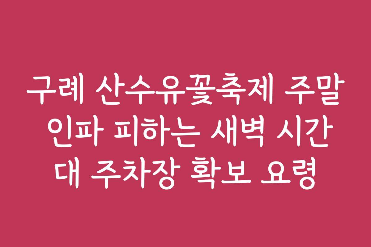 구례 산수유꽃축제 주말 인파 피하는 새벽 시간대 주차장 확보 요령