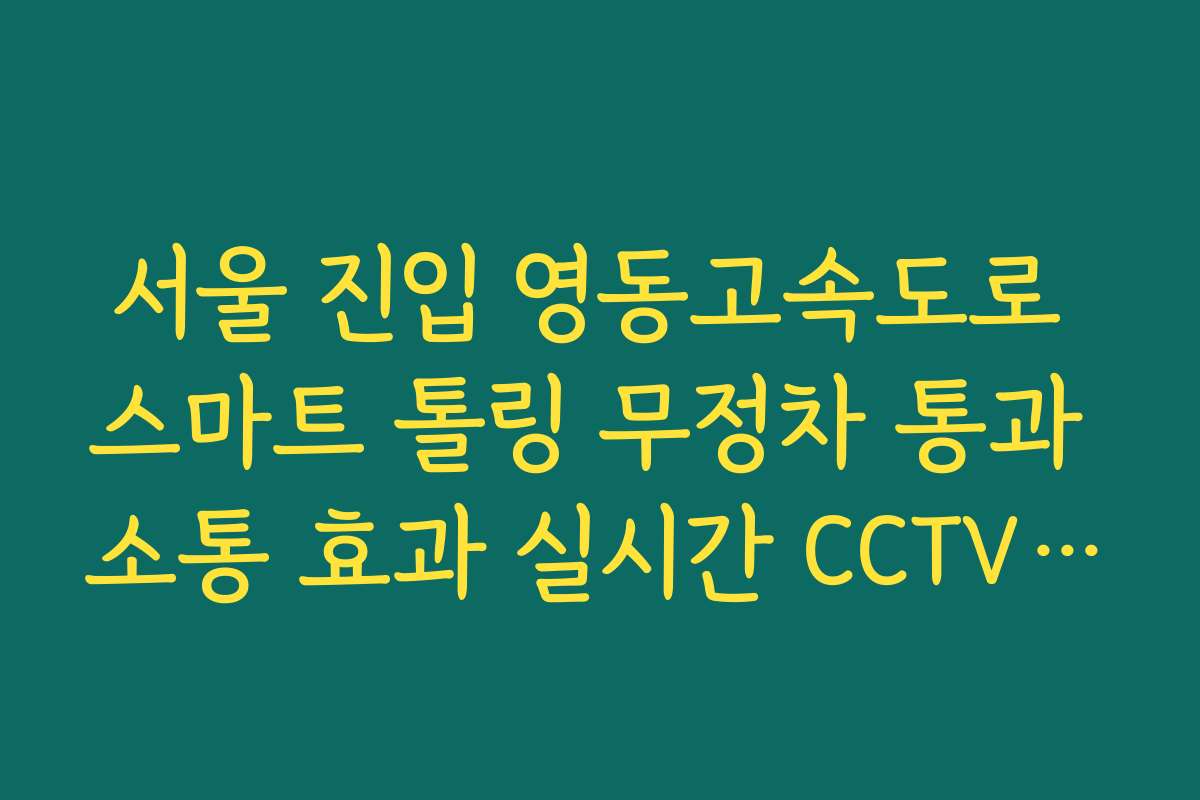 서울 진입 영동고속도로 스마트 톨링 무정차 통과 소통 효과 실시간 CCTV 확인