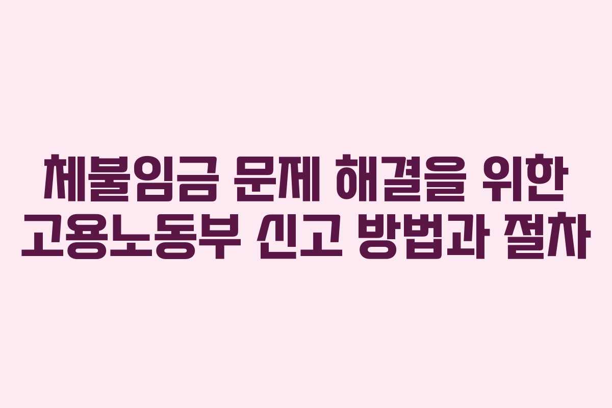 체불임금 문제 해결을 위한 고용노동부 신고 방법과 절차