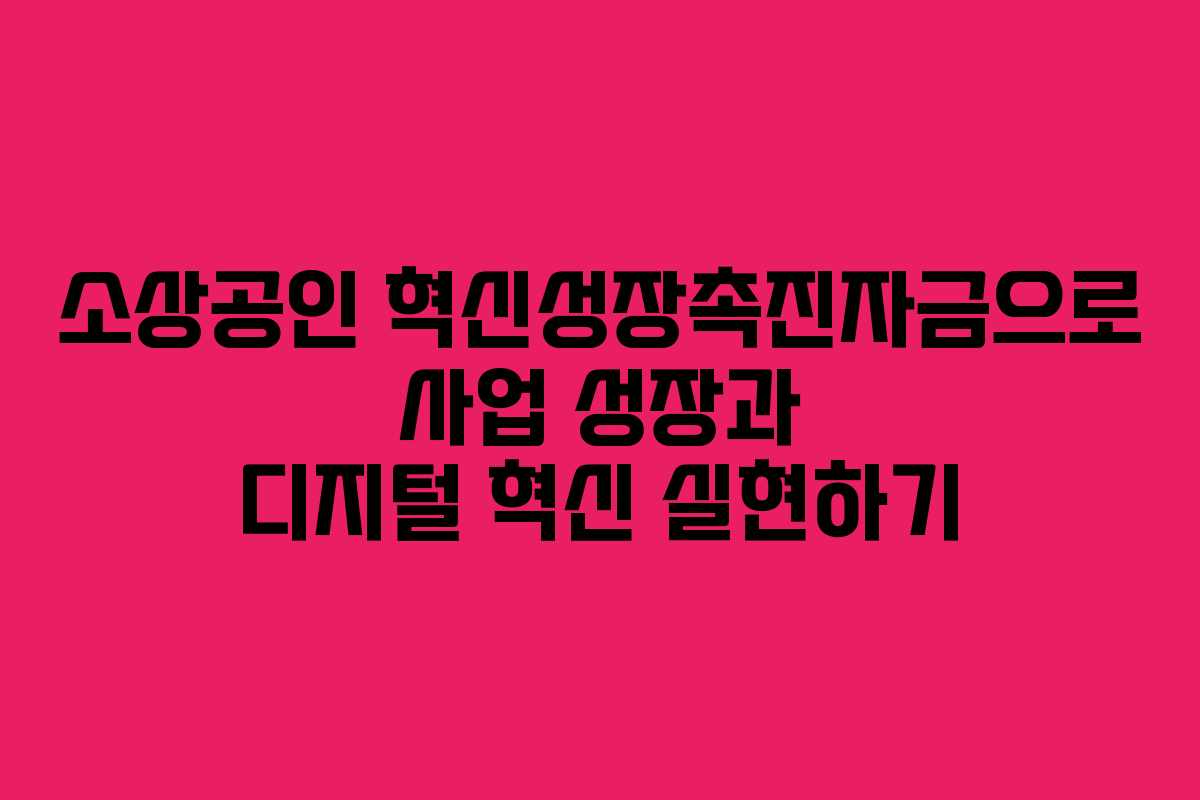 소상공인 혁신성장촉진자금으로 사업 성장과 디지털 혁신 실현하기