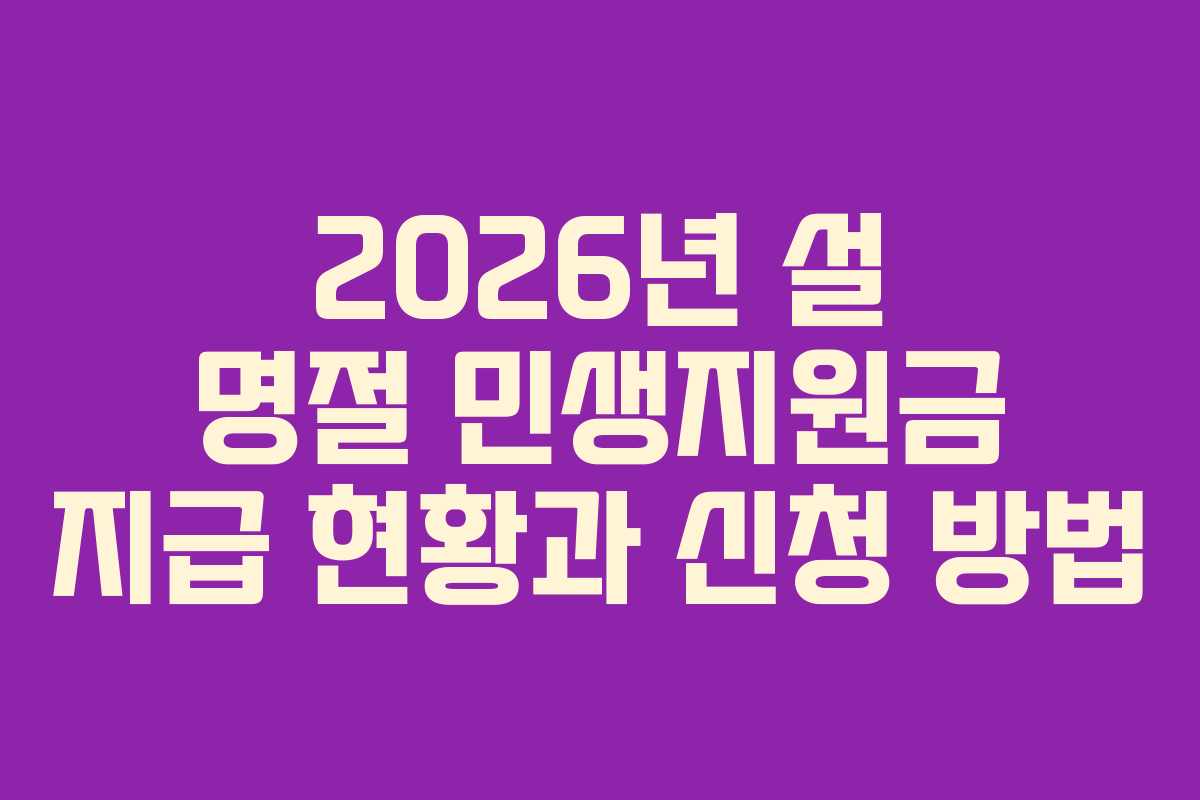 2026년 설 명절 민생지원금 지급 현황과 신청 방법
