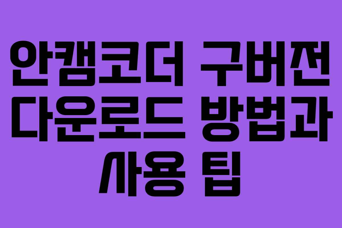 안캠코더 구버전 다운로드 방법과 사용 팁