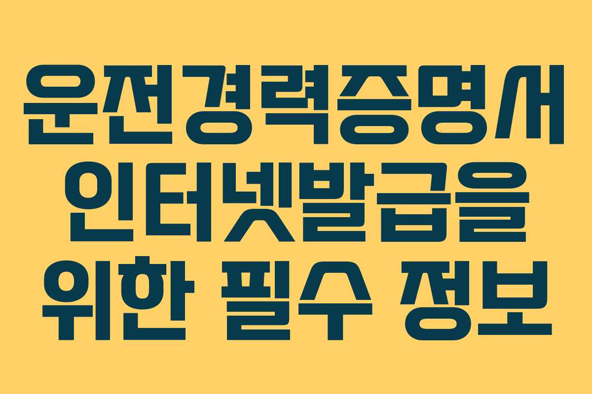 운전경력증명서 인터넷발급을 위한 필수 정보