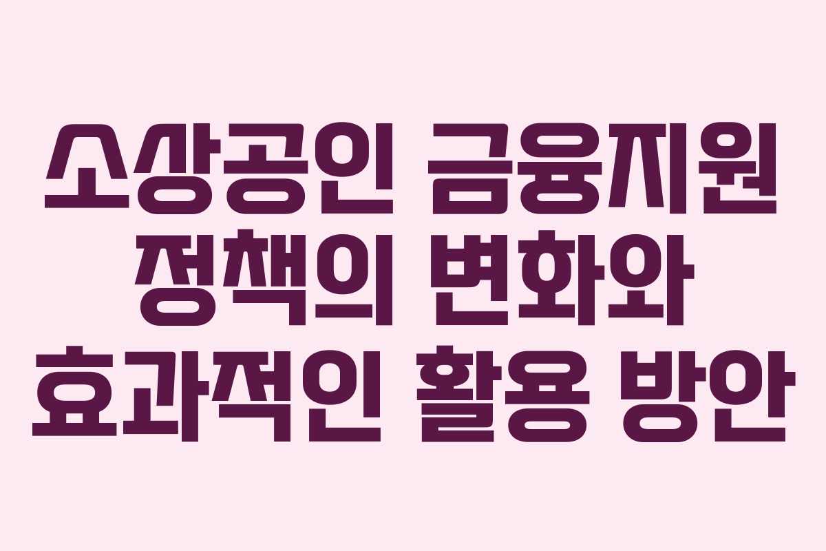 소상공인 금융지원 정책의 변화와 효과적인 활용 방안