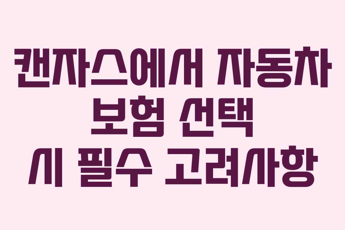 캔자스에서 자동차 보험 선택 시 필수 고려사항