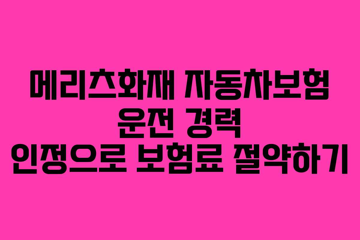 메리츠화재 자동차보험 운전 경력 인정으로 보험료 절약하기