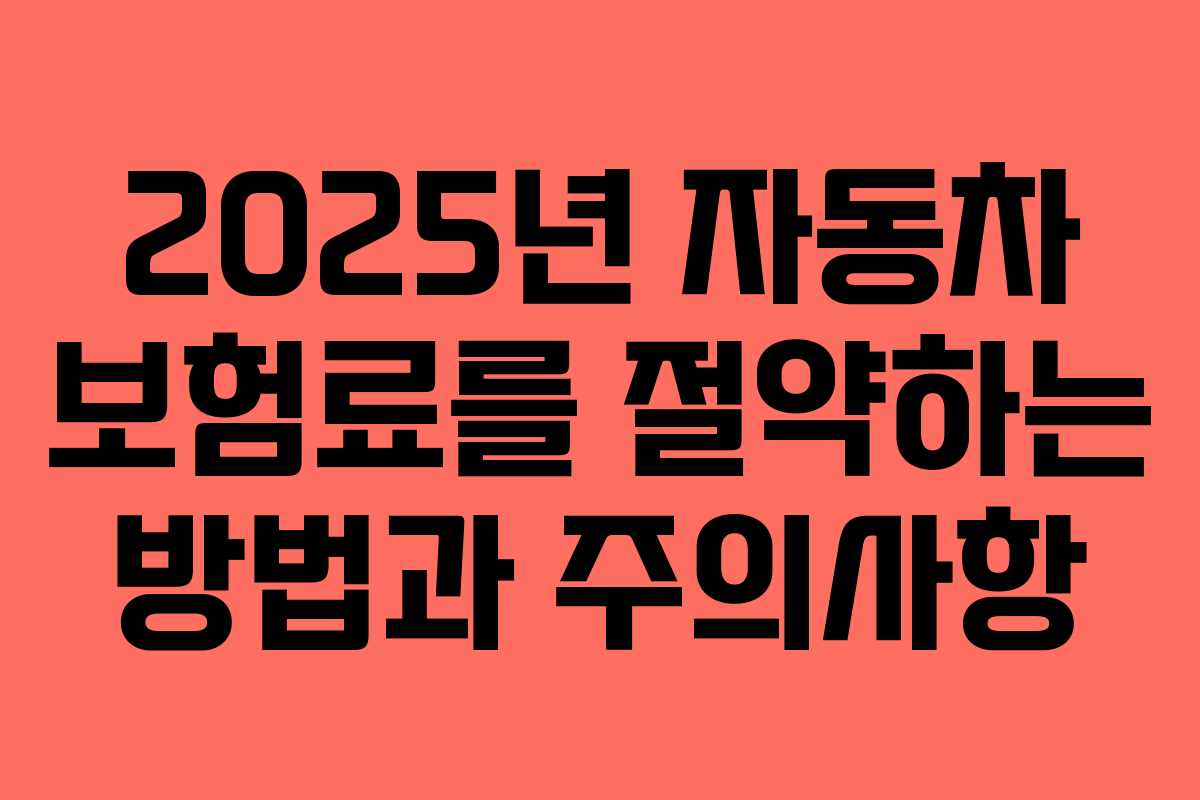 2025년 자동차 보험료를 절약하는 방법과 주의사항