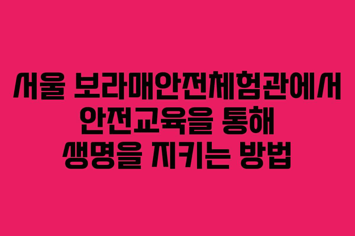 서울 보라매안전체험관에서 안전교육을 통해 생명을 지키는 방법
