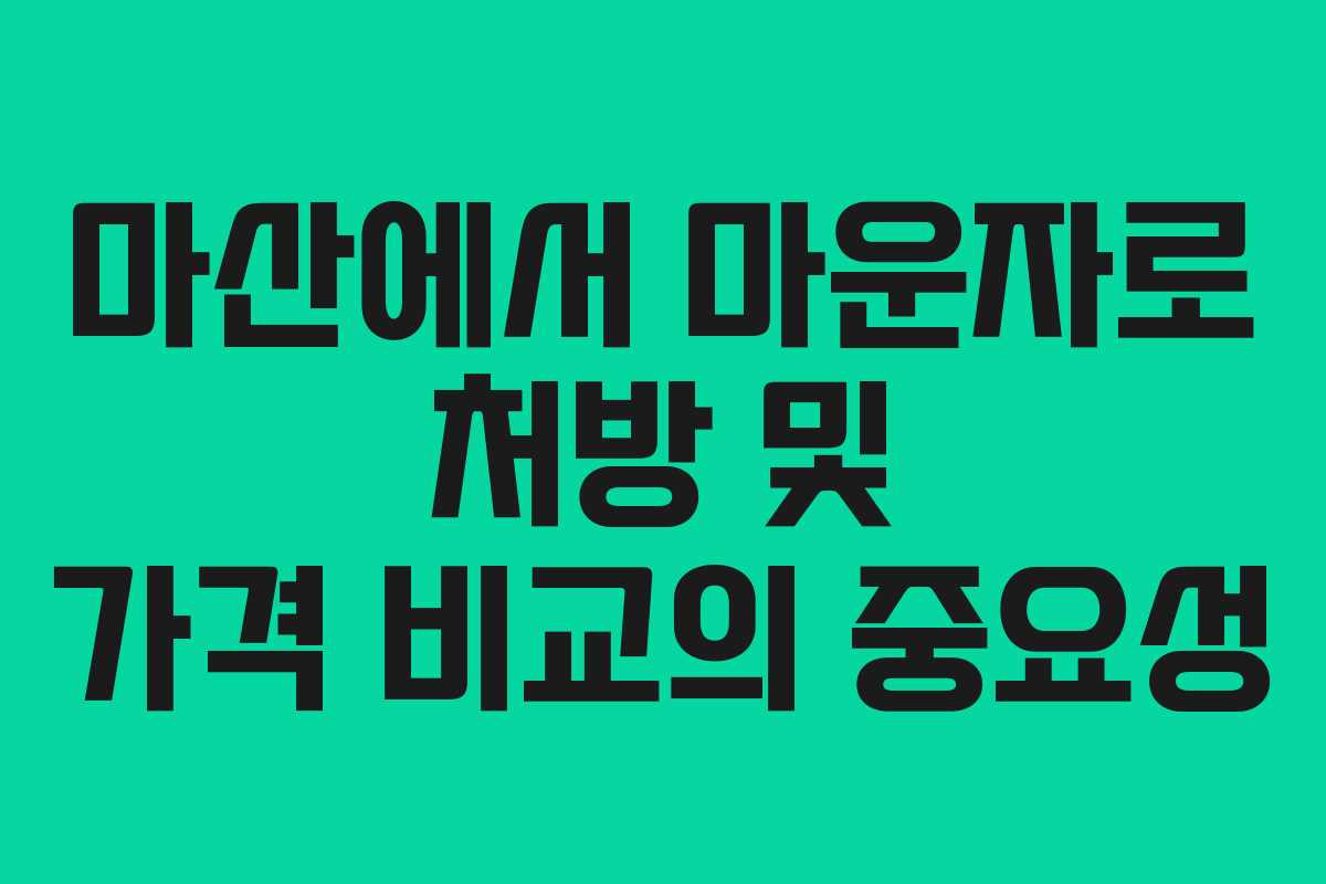 마산에서 마운자로 처방 및 가격 비교의 중요성