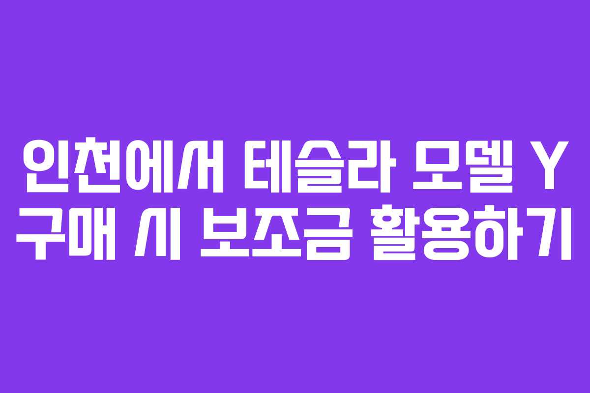 인천에서 테슬라 모델 Y 구매 시 보조금 활용하기