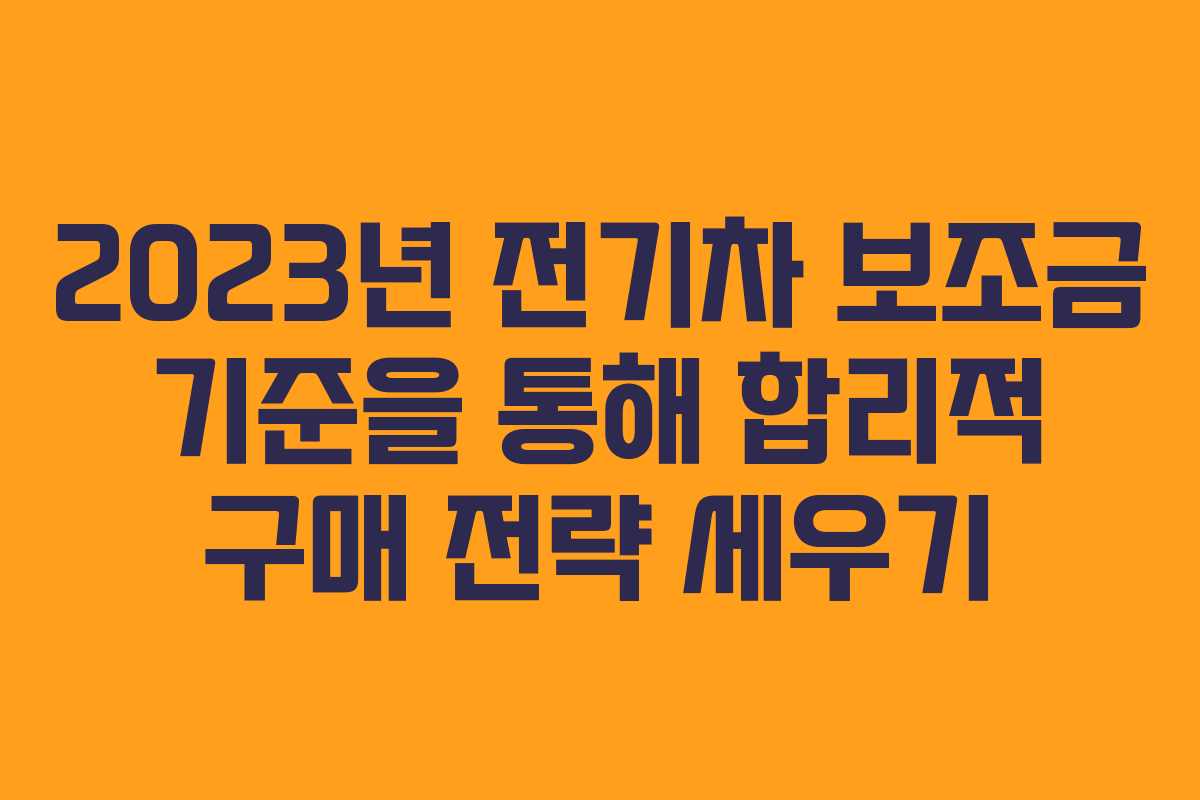 2023년 전기차 보조금 기준을 통해 합리적 구매 전략 세우기