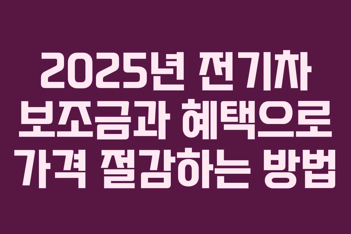 2025년 전기차 보조금과 혜택으로 가격 절감하는 방법