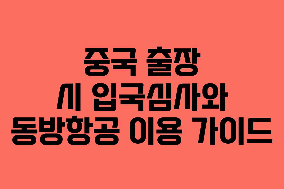 중국 출장 시 입국심사와 동방항공 이용 가이드