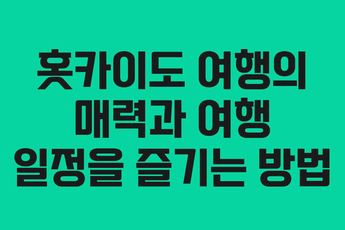 홋카이도 여행의 매력과 여행 일정을 즐기는 방법