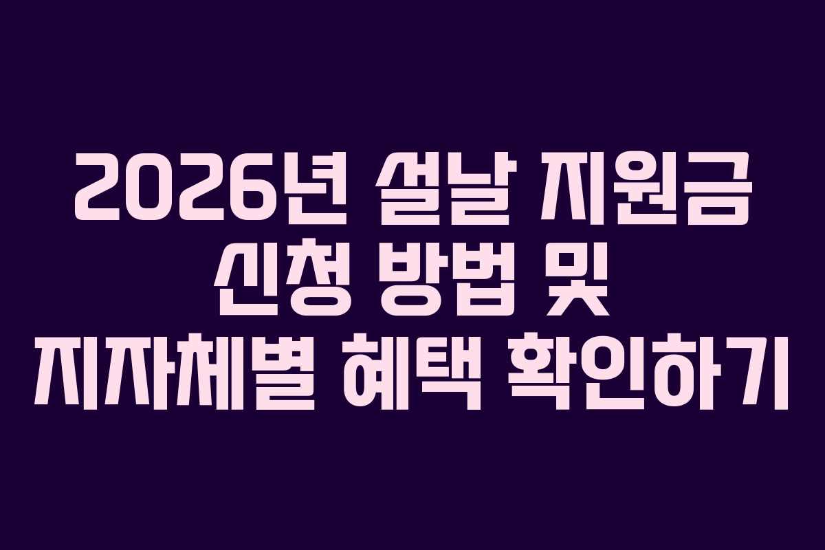 2026년 설날 지원금 신청 방법 및 지자체별 혜택 확인하기