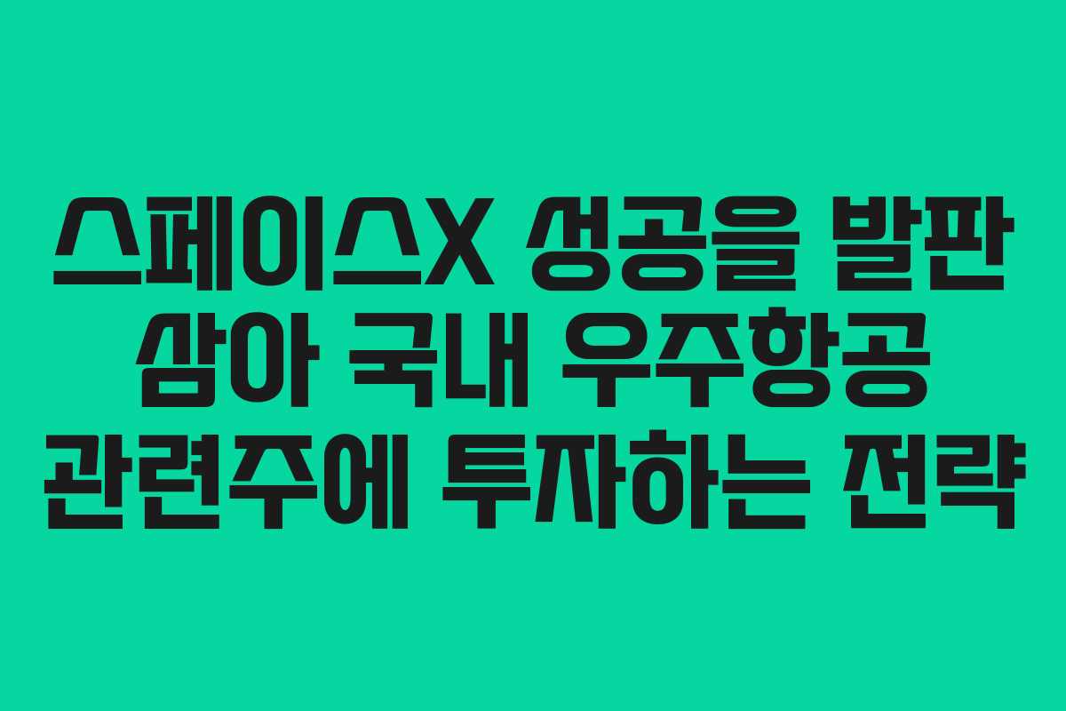 스페이스X 성공을 발판 삼아 국내 우주항공 관련주에 투자하는 전략