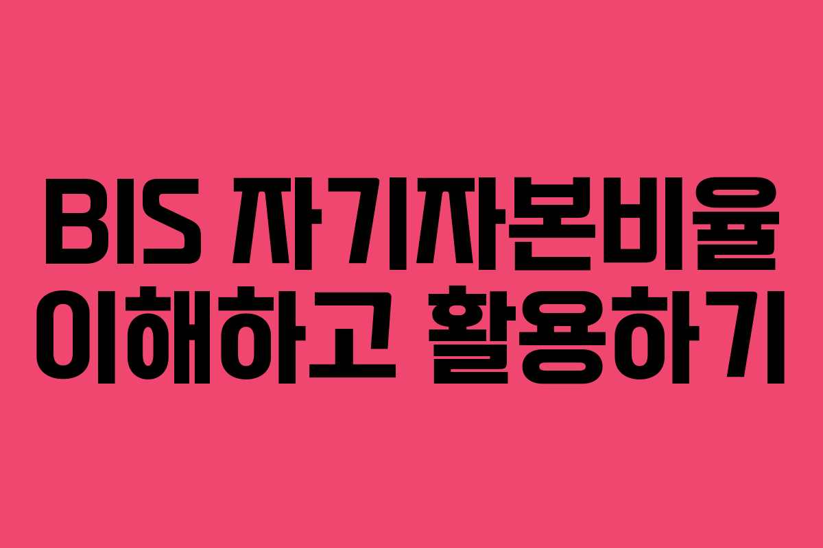 BIS 자기자본비율 이해하고 활용하기