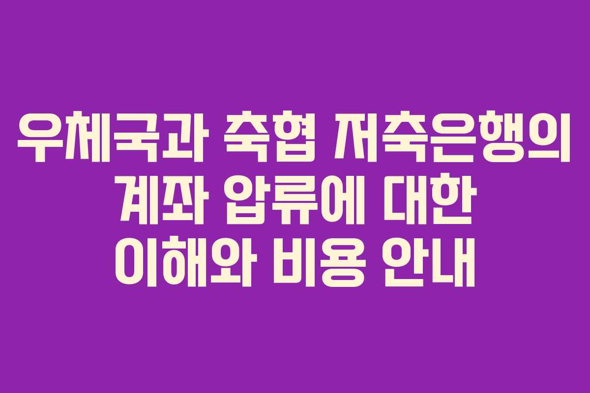 우체국과 축협 저축은행의 계좌 압류에 대한 이해와 비용 안내