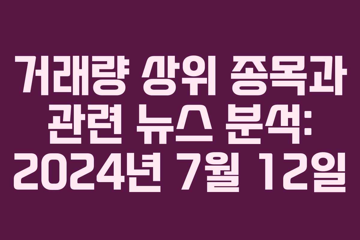 거래량 상위 종목과 관련 뉴스 분석: 2024년 7월 12일