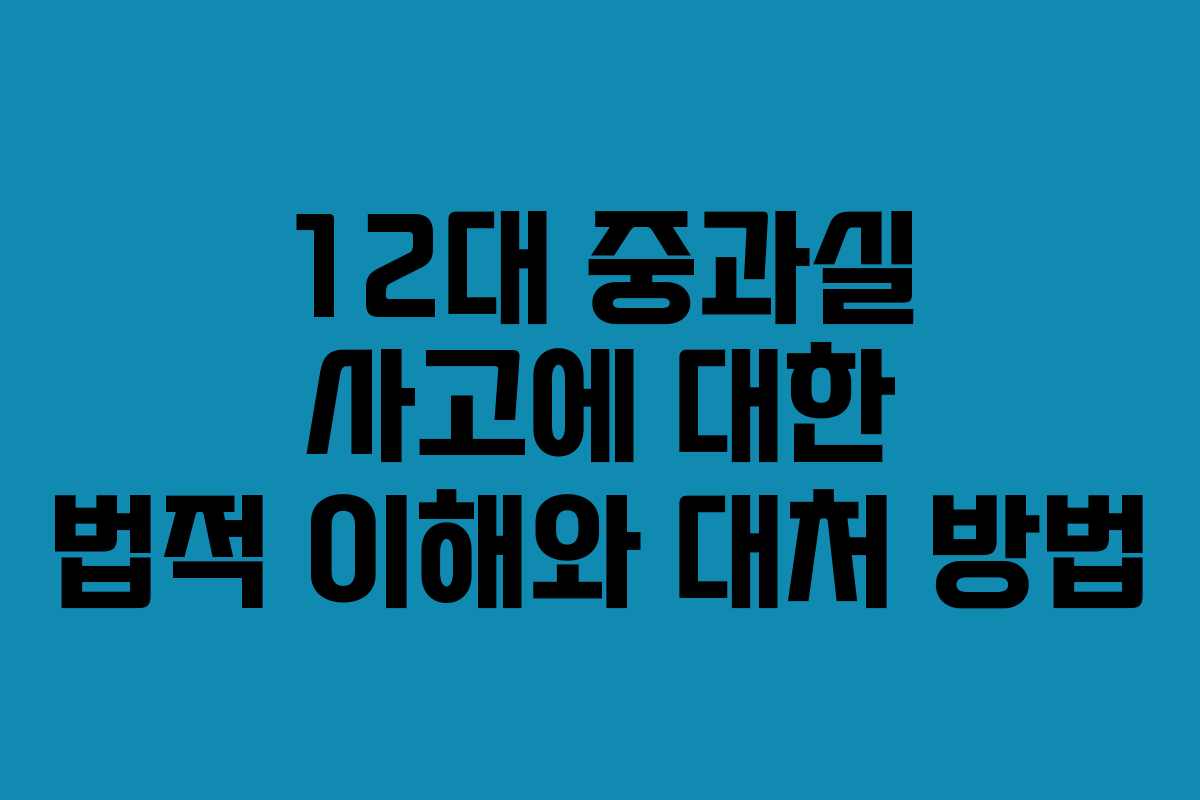 12대 중과실 사고에 대한 법적 이해와 대처 방법
