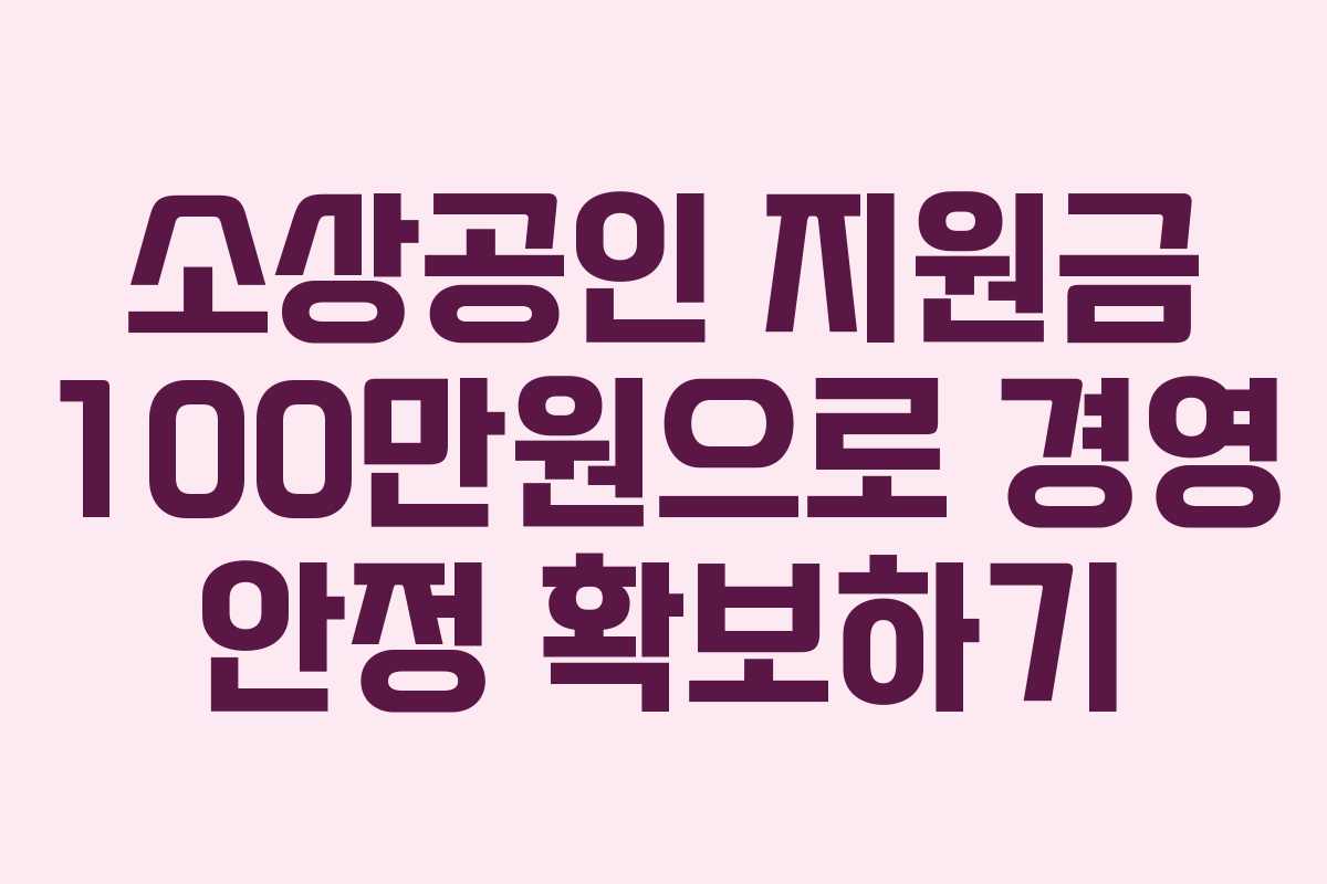 소상공인 지원금 100만원으로 경영 안정 확보하기