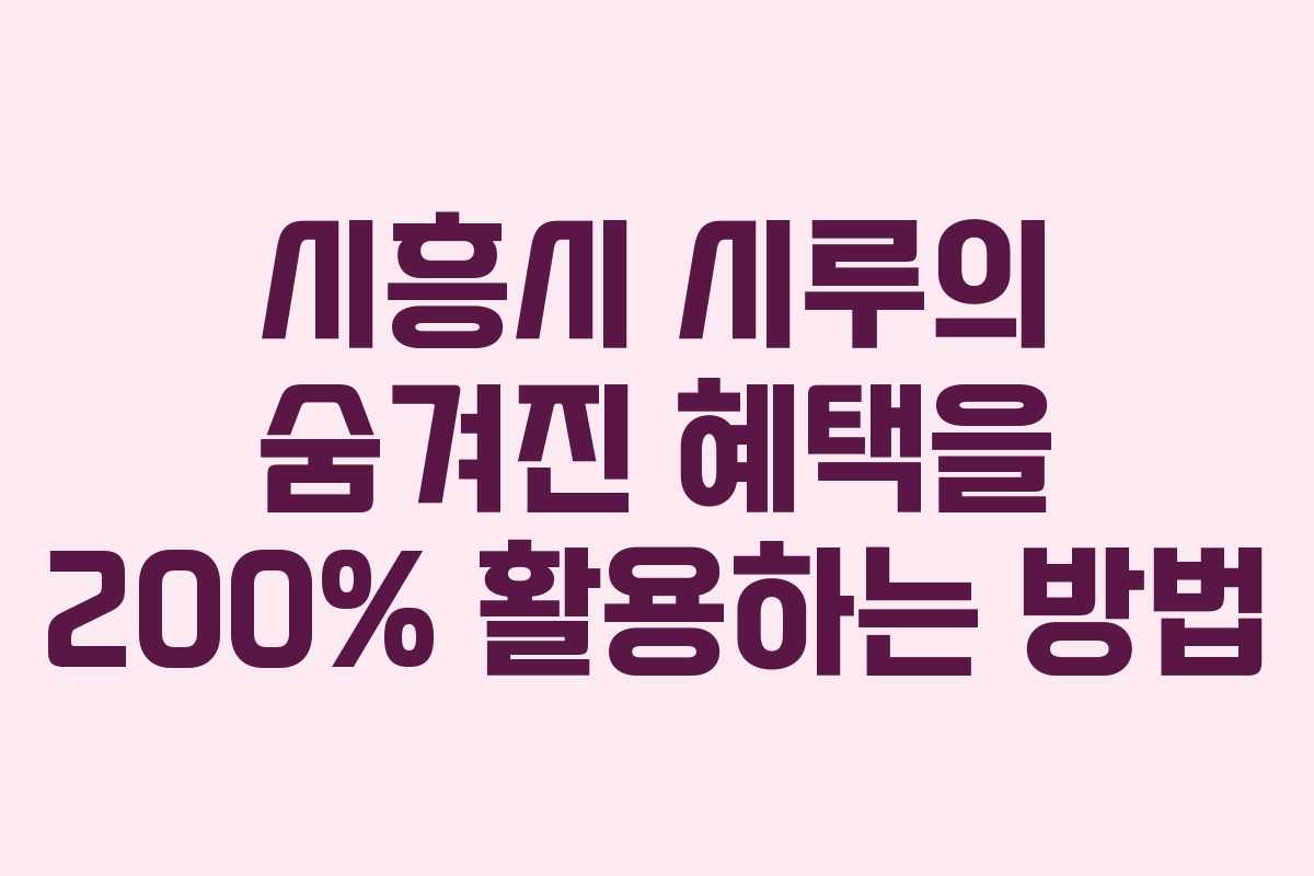 시흥시 시루의 숨겨진 혜택을 200% 활용하는 방법