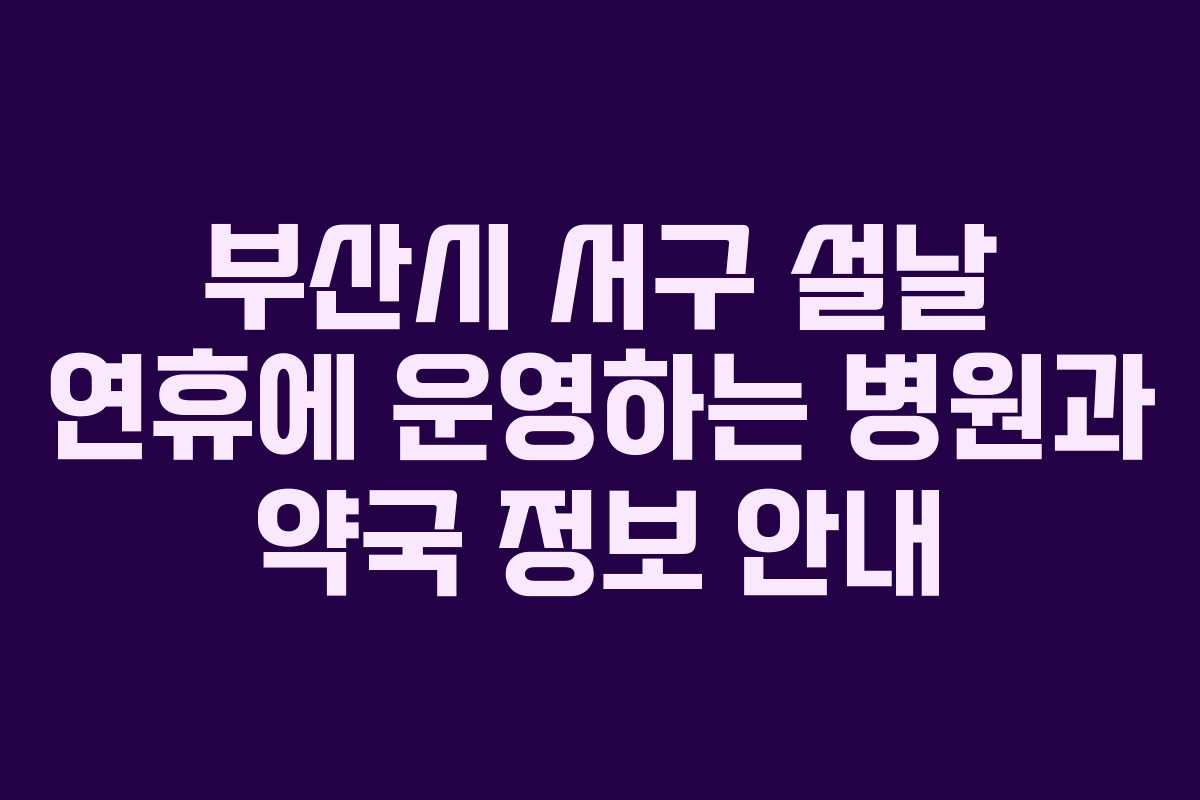부산시 서구 설날 연휴에 운영하는 병원과 약국 정보 안내