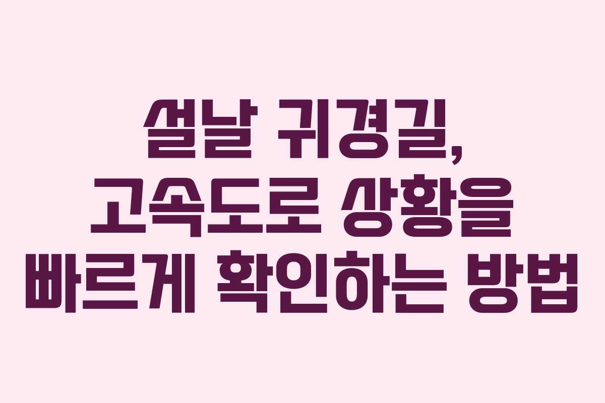 설날 귀경길, 고속도로 상황을 빠르게 확인하는 방법