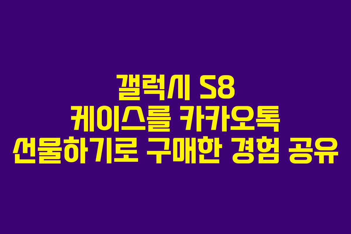 갤럭시 S8 케이스를 카카오톡 선물하기로 구매한 경험 공유