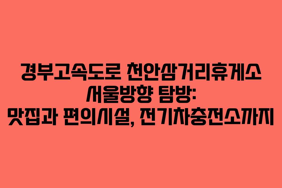 경부고속도로 천안삼거리휴게소 서울방향 탐방: 맛집과 편의시설, 전기차충전소까지