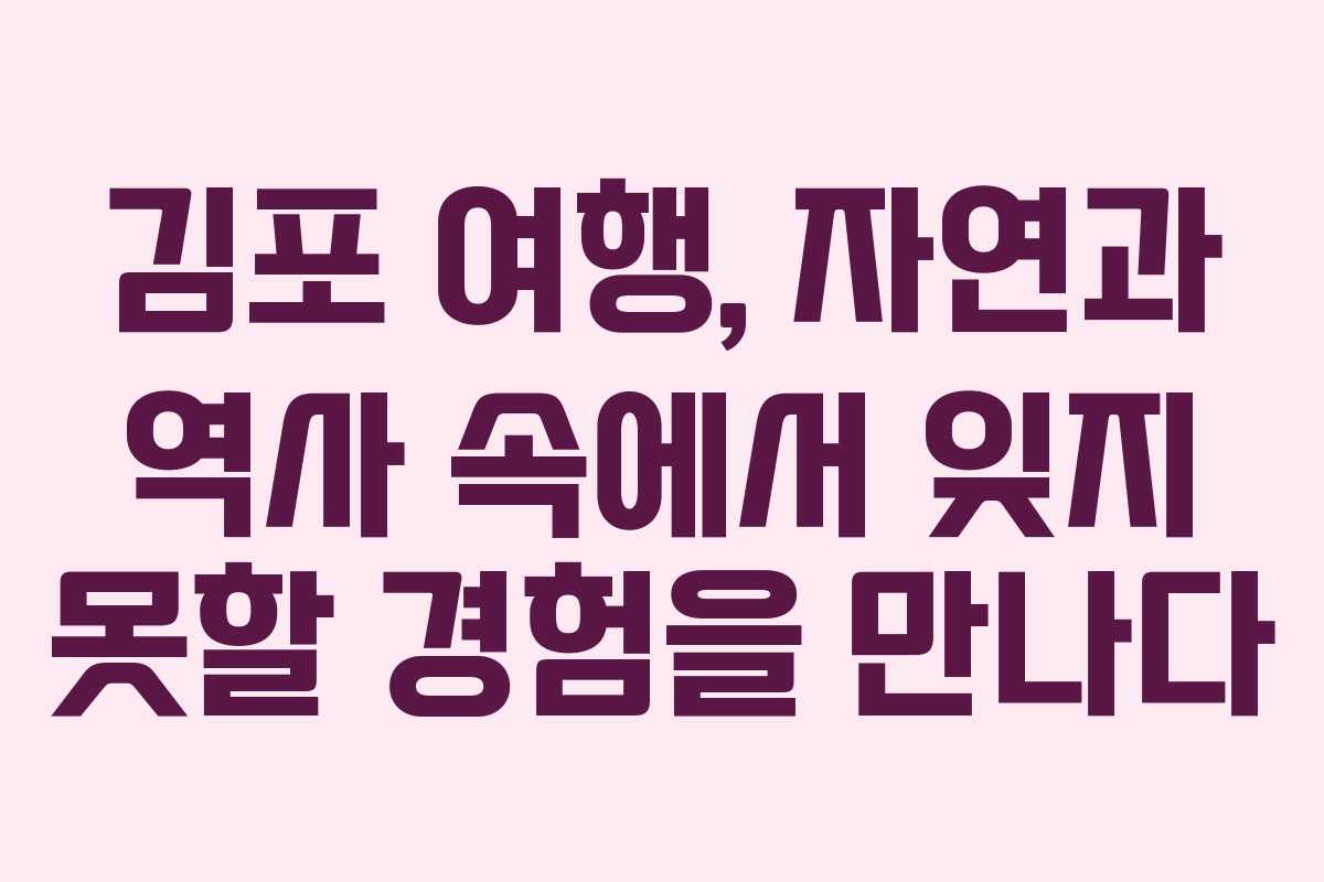 김포 여행, 자연과 역사 속에서 잊지 못할 경험을 만나다