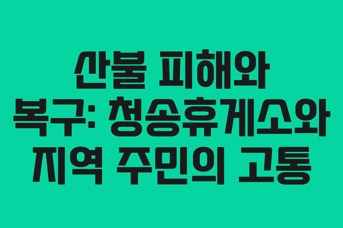 산불 피해와 복구: 청송휴게소와 지역 주민의 고통